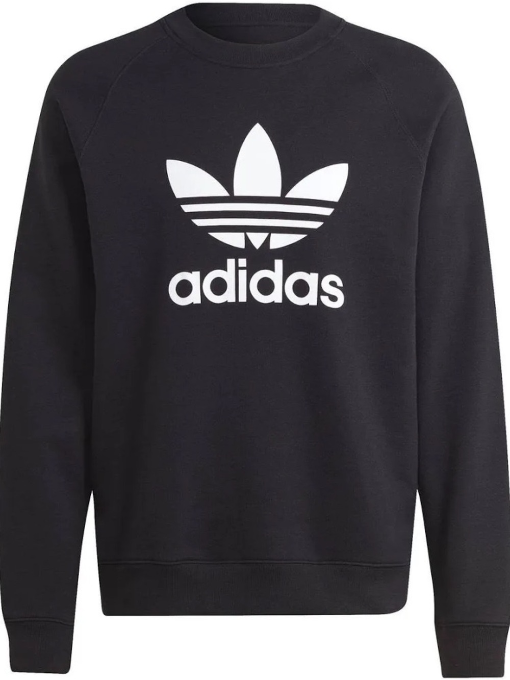 Adidas Black Crewneck Sweater with White Trefoil Logo